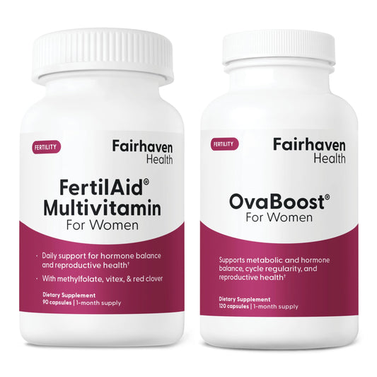 Fairhaven Health Fertilaid for Women bottle showing herbal blend for cycle support