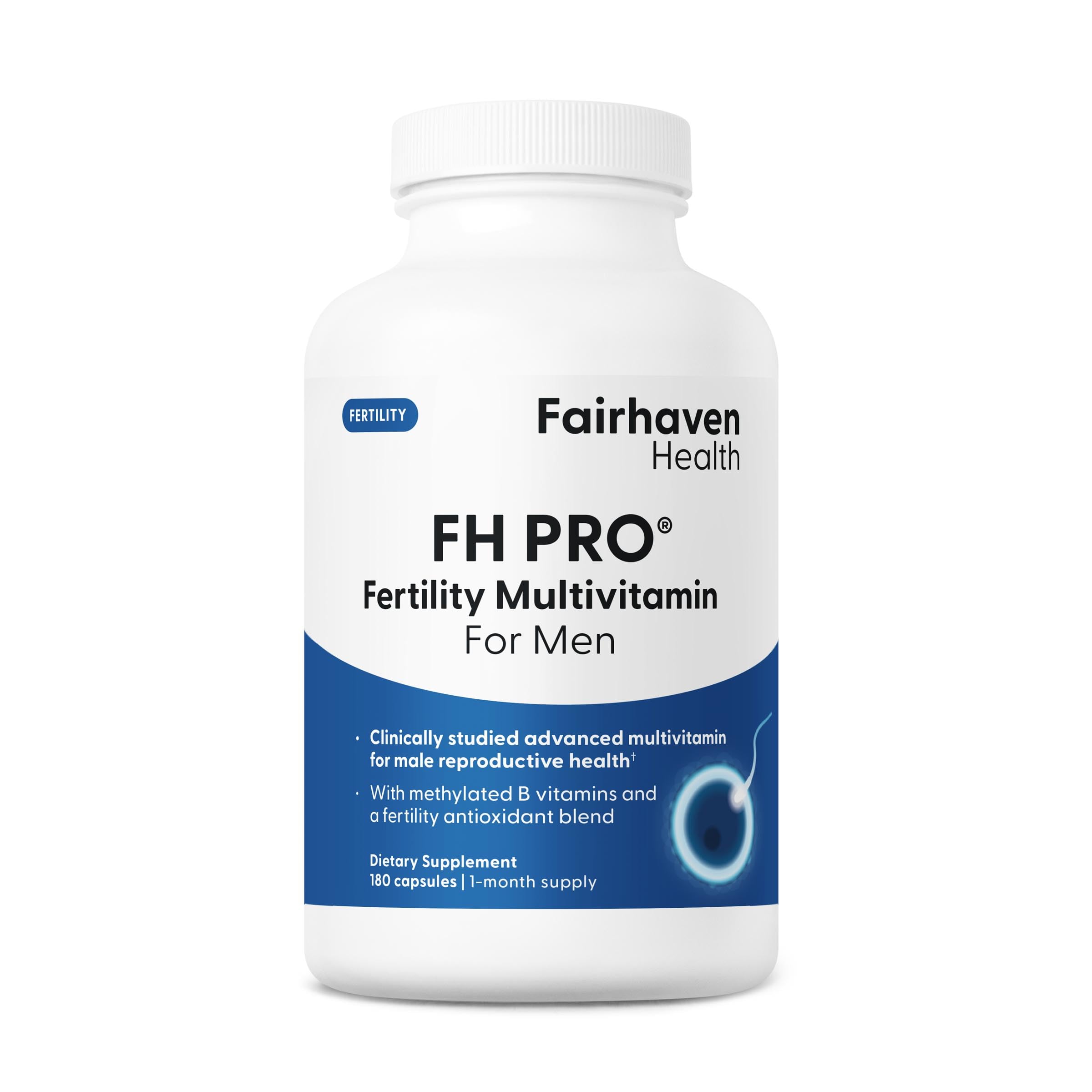 Fairhaven Health FH Pro for Men bottle front for daily male fertility support.