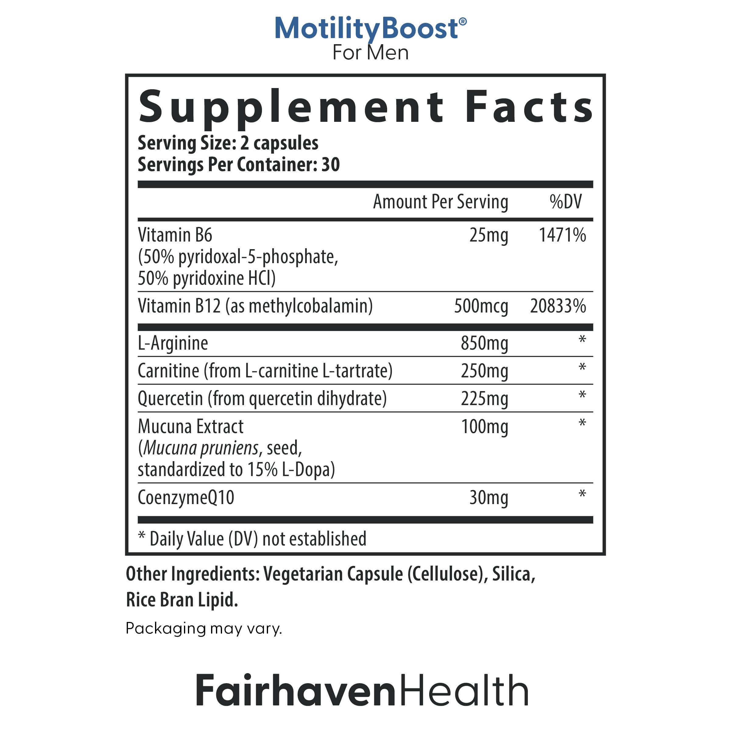 Fairhaven Health MotilityBoost capsules closeup emphasizes compact, easy daily dosing.