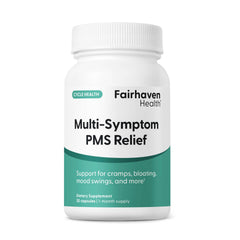 Fairhaven Health Multi-Symptom PMS Relief bottle pour shows daily dose use