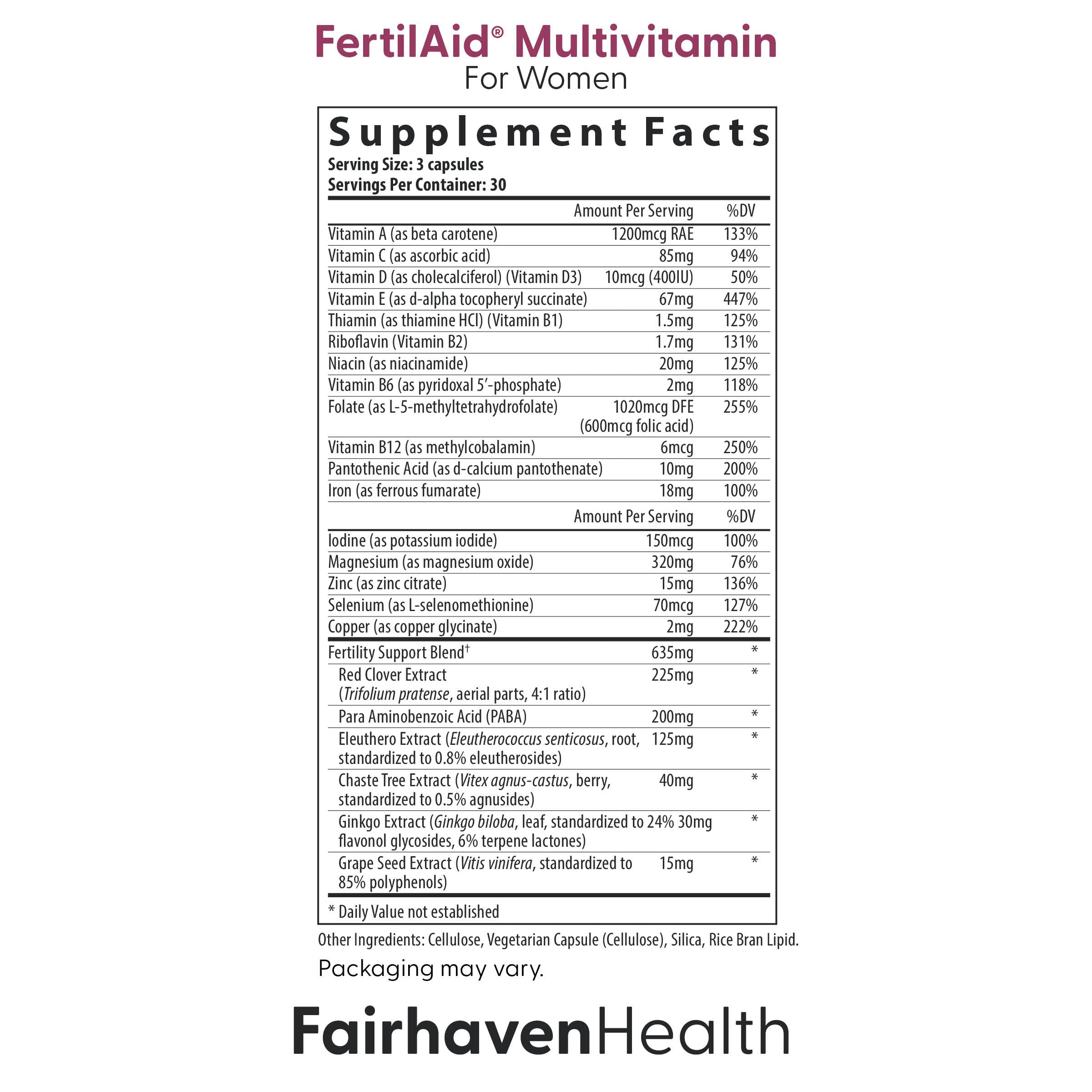 Fairhaven Health Ovaboost bottle highlighting myo-inositol and folate support for eggs