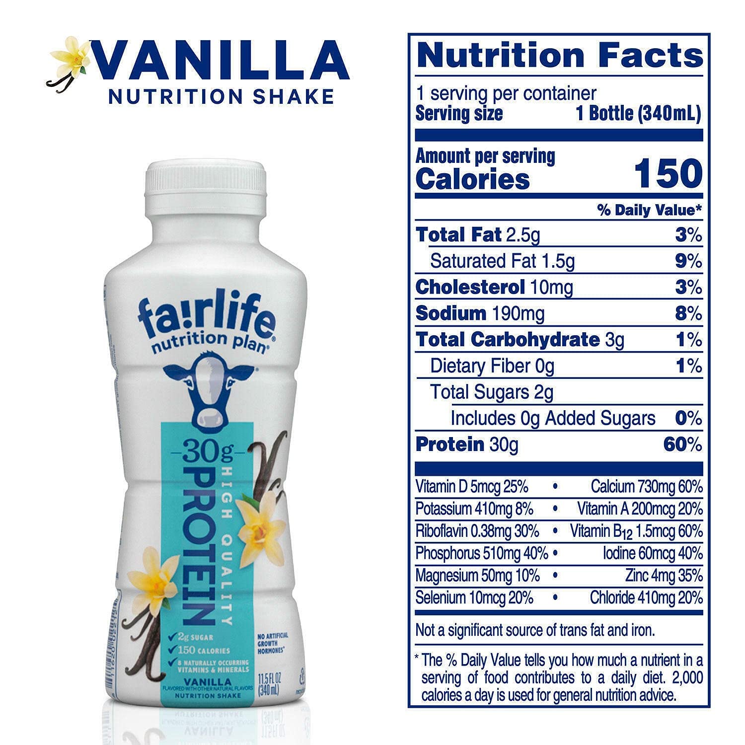 Fairlife Nutrition Plan chocolate bottle shot highlighting protein-packed flavor.