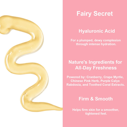 FAIRY SECRET Vitamin E enriched gel closeup shows soothing, hormone-free care.