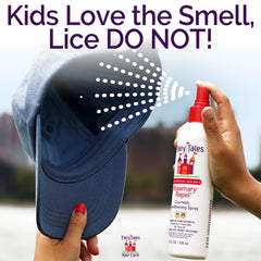 Fairy Tales Rosemary Repel child enjoying aroma during routine wash.