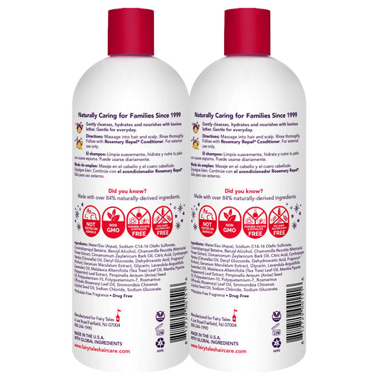 Fairy Tales Rosemary Repel Kids Shampoo lather demonstrates gentle cleansing for kids' hair.