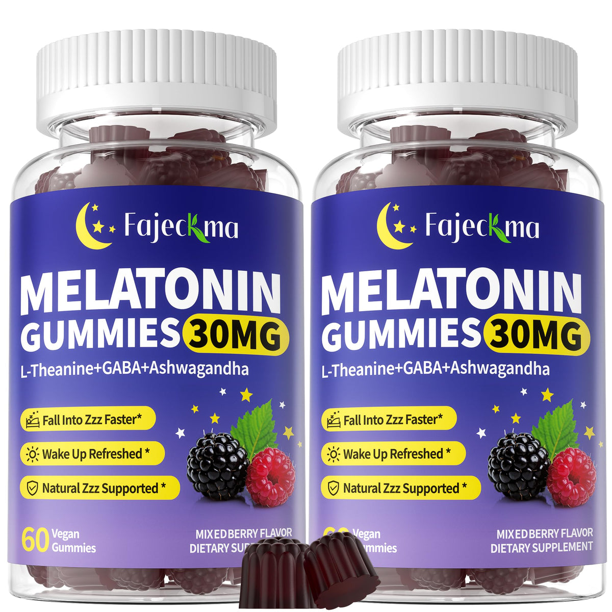 Fajeckma 30mg melatonin gummies bottle for nightly routine may support restful sleep.