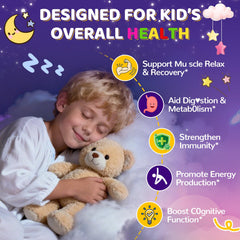 Illustration of B vitamins, zinc and omega-3 for growing kids.