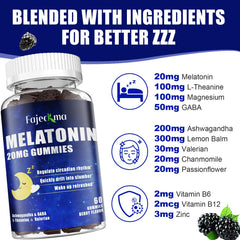 Fajeckma melatonin gummies berry flavor close-up shows a tasty, sugar-free nightly option.