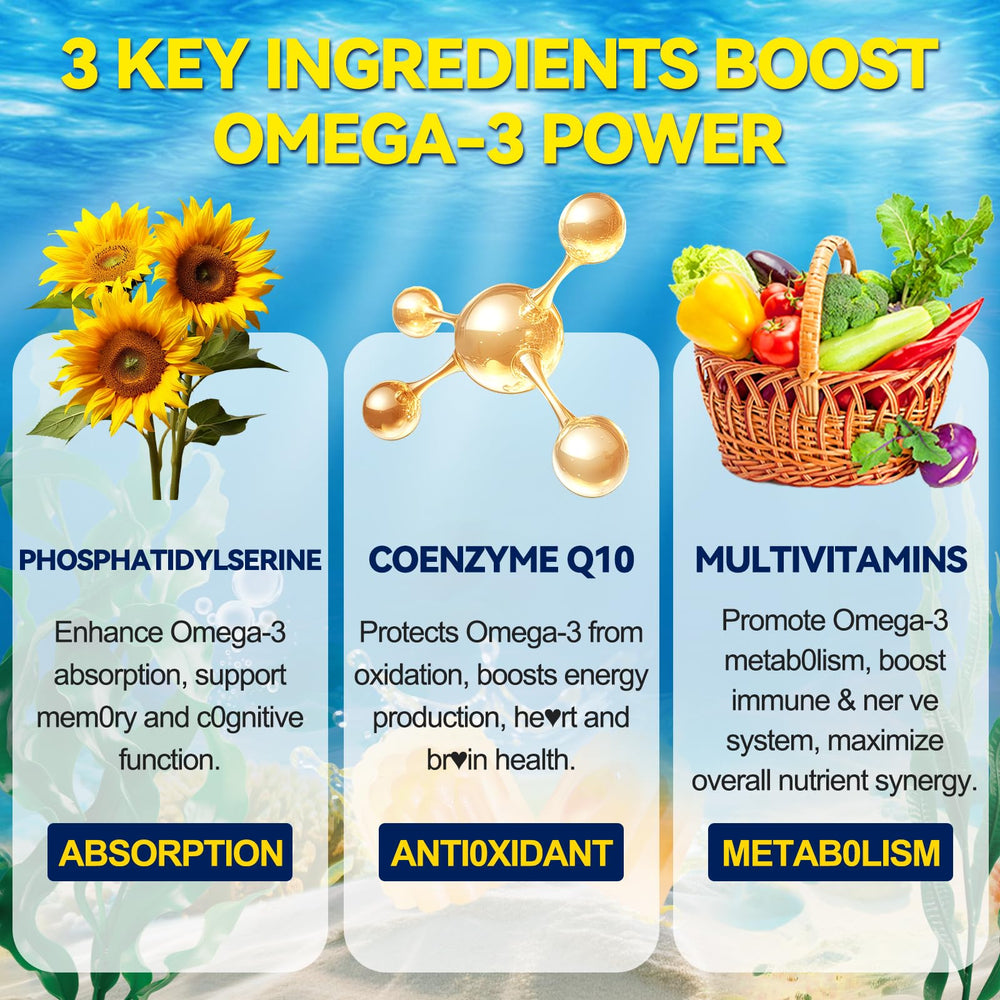 Fajeckma Omega-3 Gummies ingredients blend graphic emphasizing vegan algae oil.