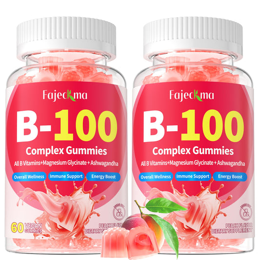 Fajeckma Vitamin B-100 Gummies bottle demonstrating convenient daily use