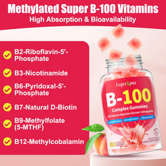Fajeckma Vitamin B-100 Gummies label panel showing bioactive B vitamins