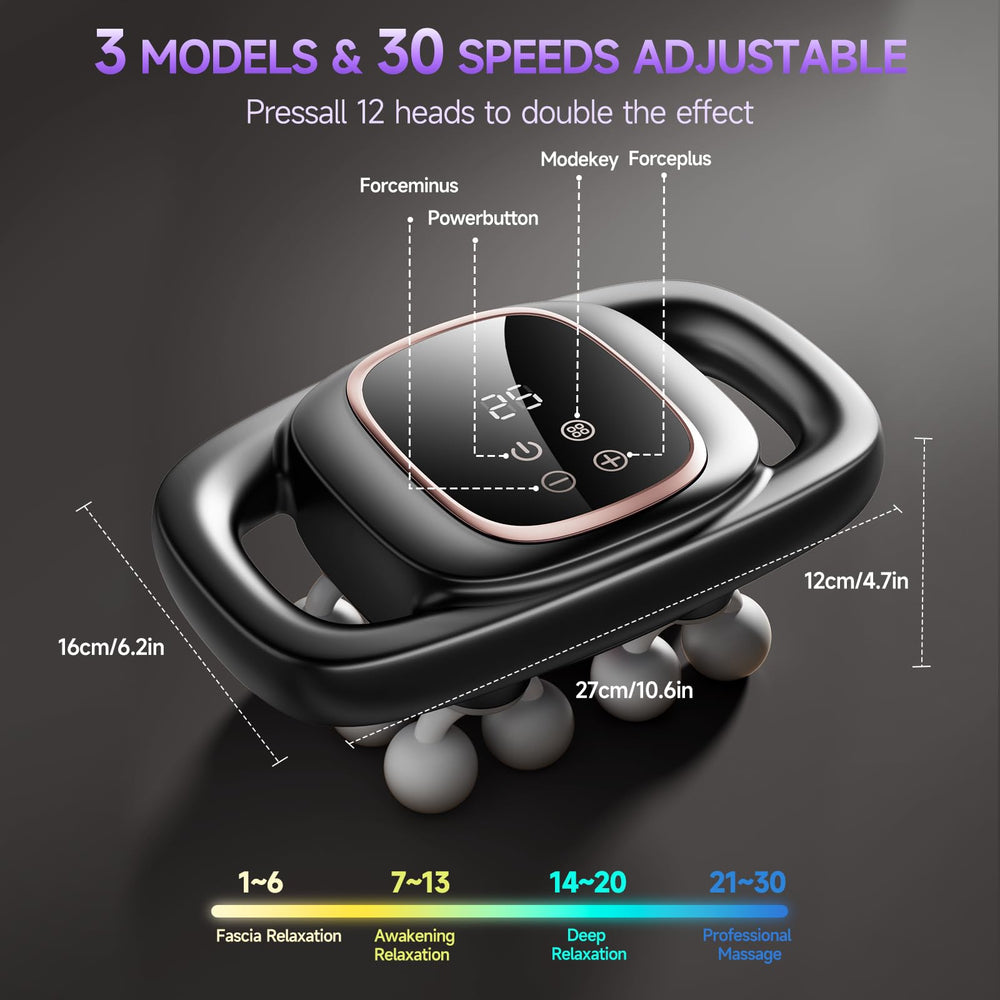 Fakosre massage gun shows 3 modes and 30 intensity levels for customization