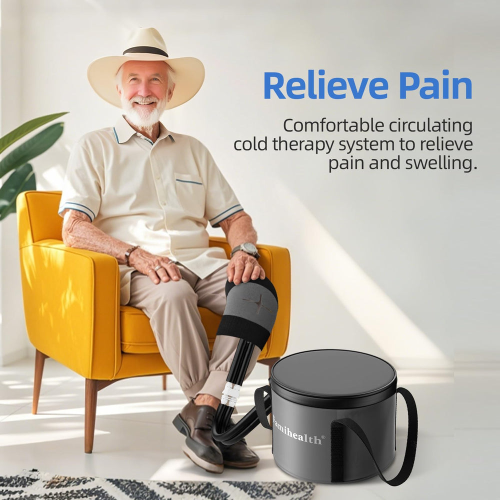 FamiHealth portable design image underlines easy carry for on the go relief.