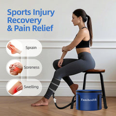 FamiHealth knee cold therapy side view demonstrates portable design for at-home recovery.