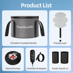 FamiHealth knee therapy in use shows targeted cold relief around the knee.