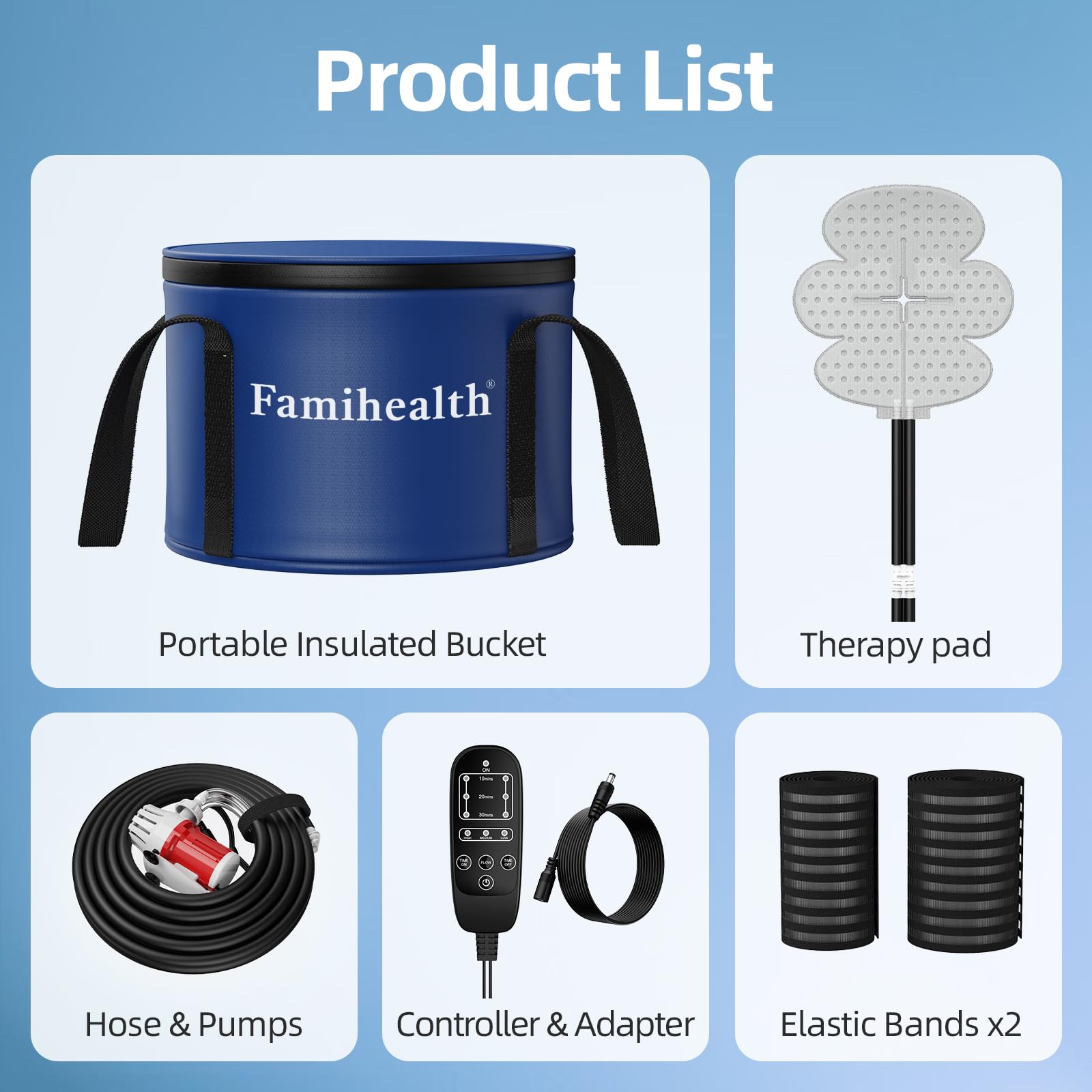 FamiHealth knee therapy pad applied during recovery sessions.