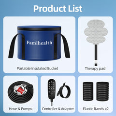 FamiHealth knee therapy pad applied during recovery sessions.