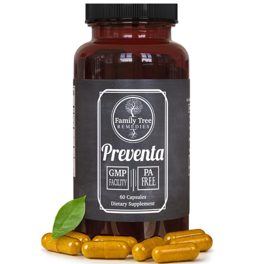 Family Tree Remedies Preventa bottle front view for daily calm and balanced nerves.