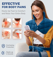 Fanatato heating pad shows six heat settings for customizable warmth.
