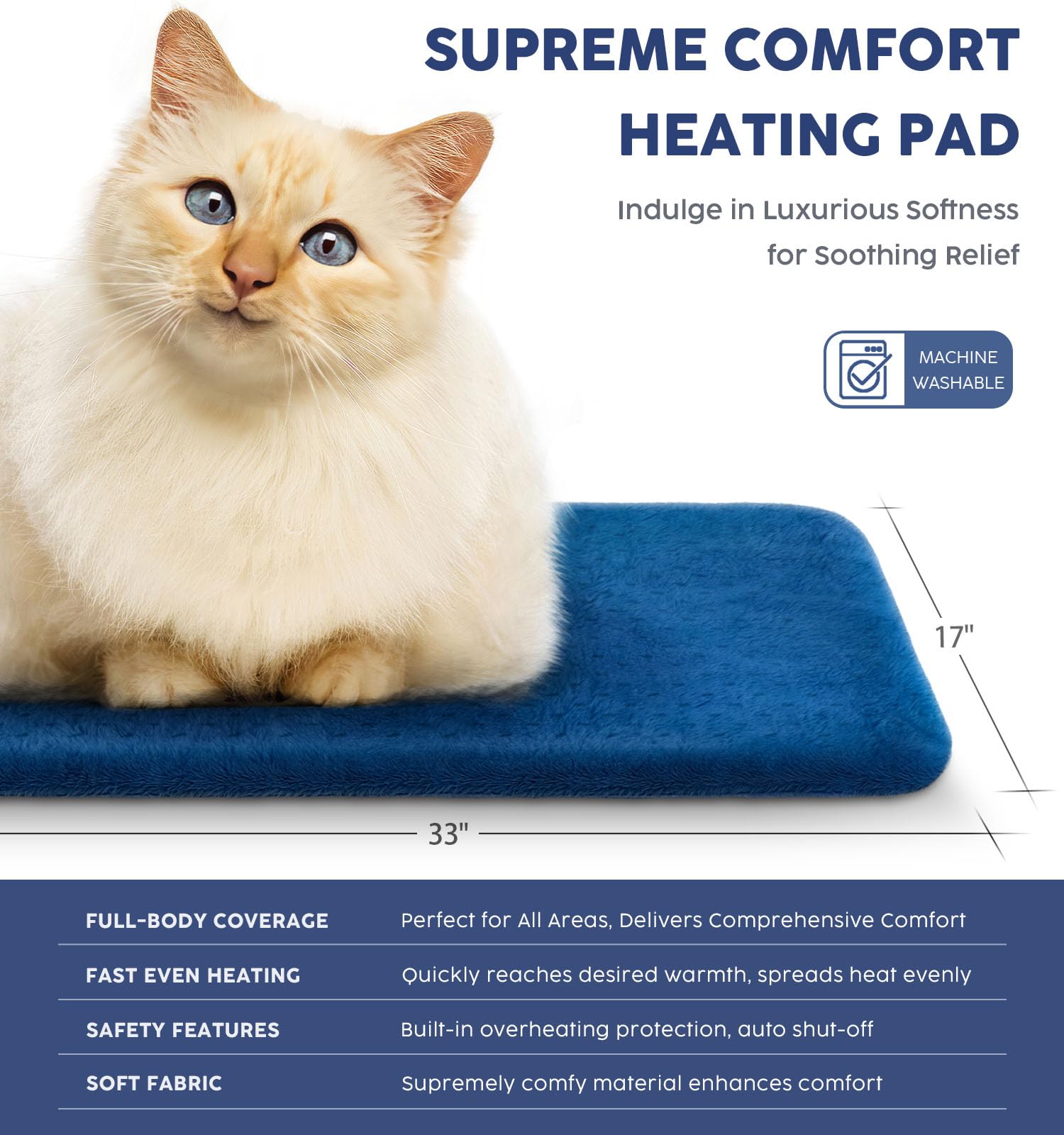 Fanatato heating pad machine washable fabric for easy cleaning