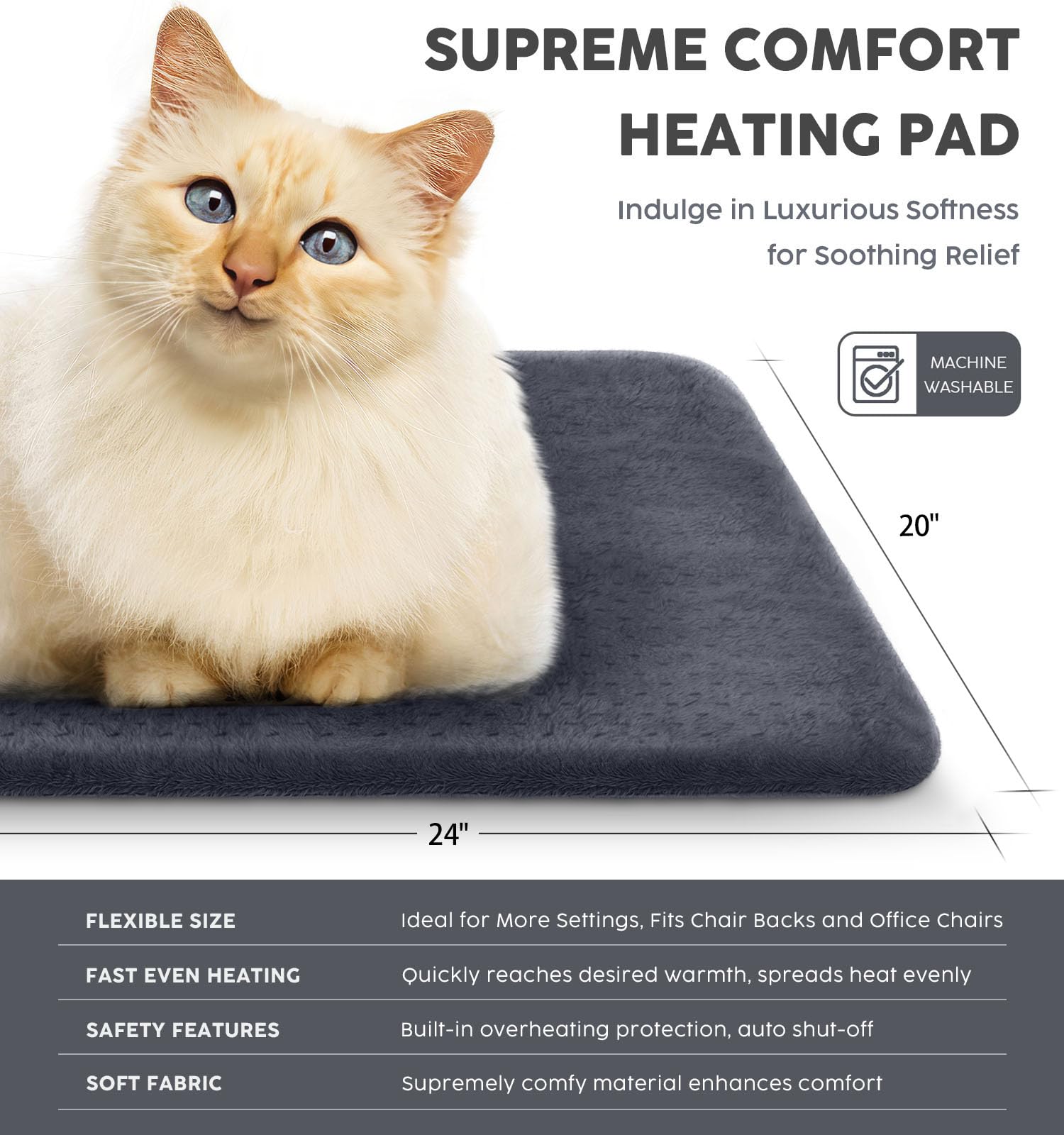 Fanatato heating pad machine-washable fabric for easy cleaning.