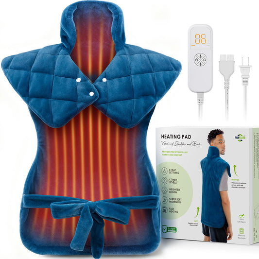 Fanatato weighted heating pad designed for neck, shoulder, and back coverage for targeted relief.