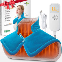 fanatato weighted neck and shoulder heating pad front view, full upper-body coverage for soothing relief.