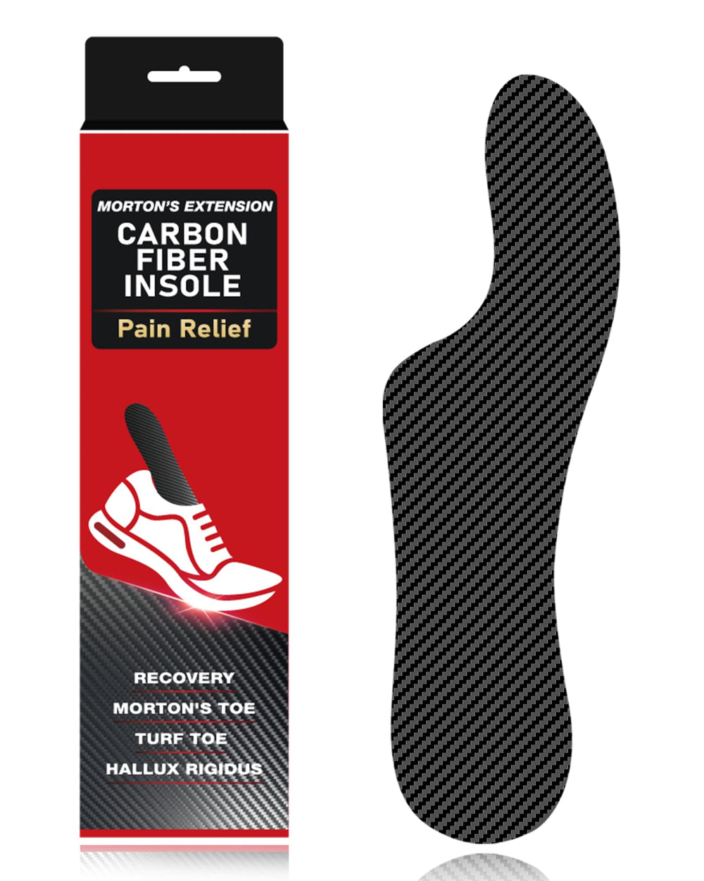 FANCYWING Mortons Extension carbon fiber insole front view showing slim profile for daily wear