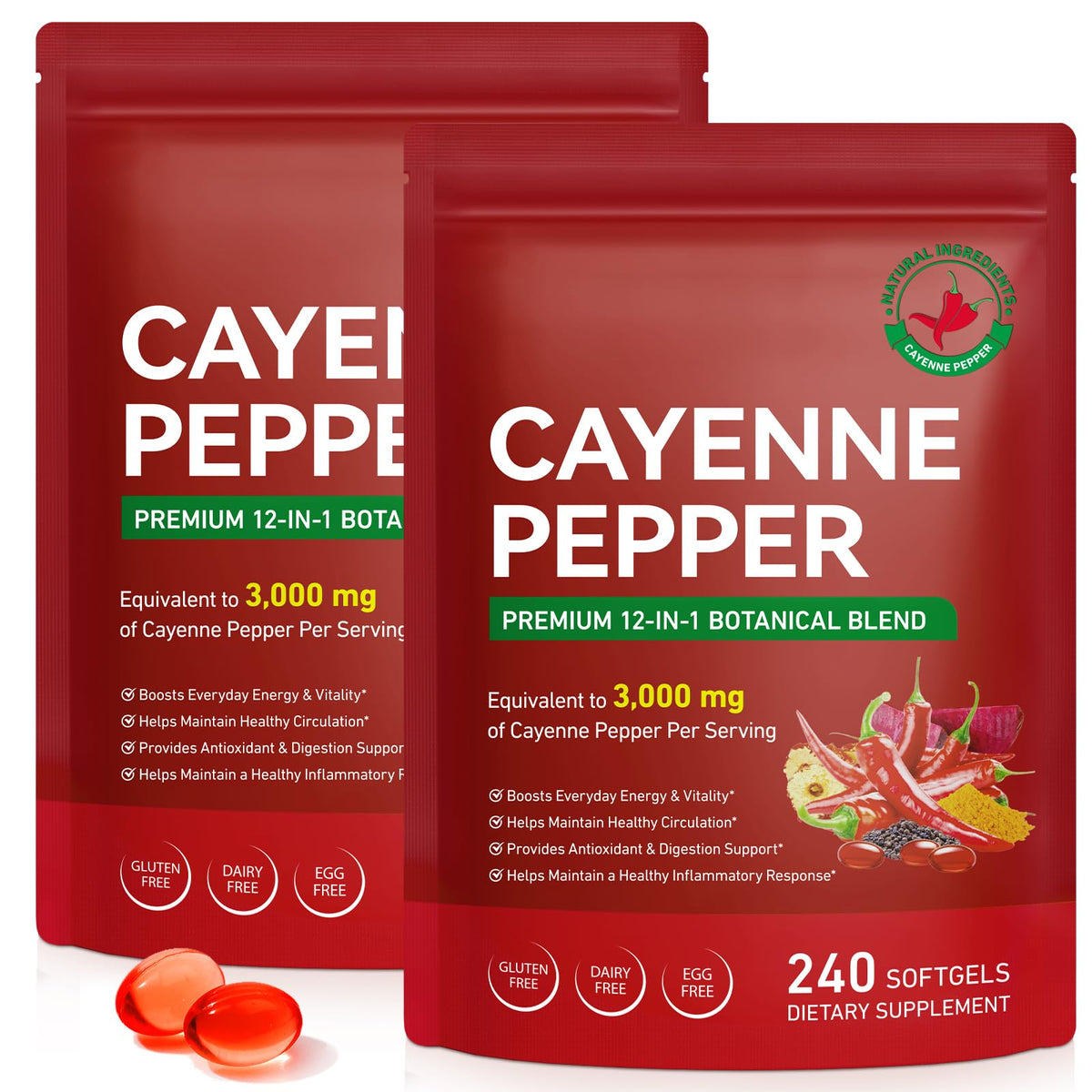 FANSHI Cayenne Pepper Softgel bottle front showing compact capsules for daily energy support