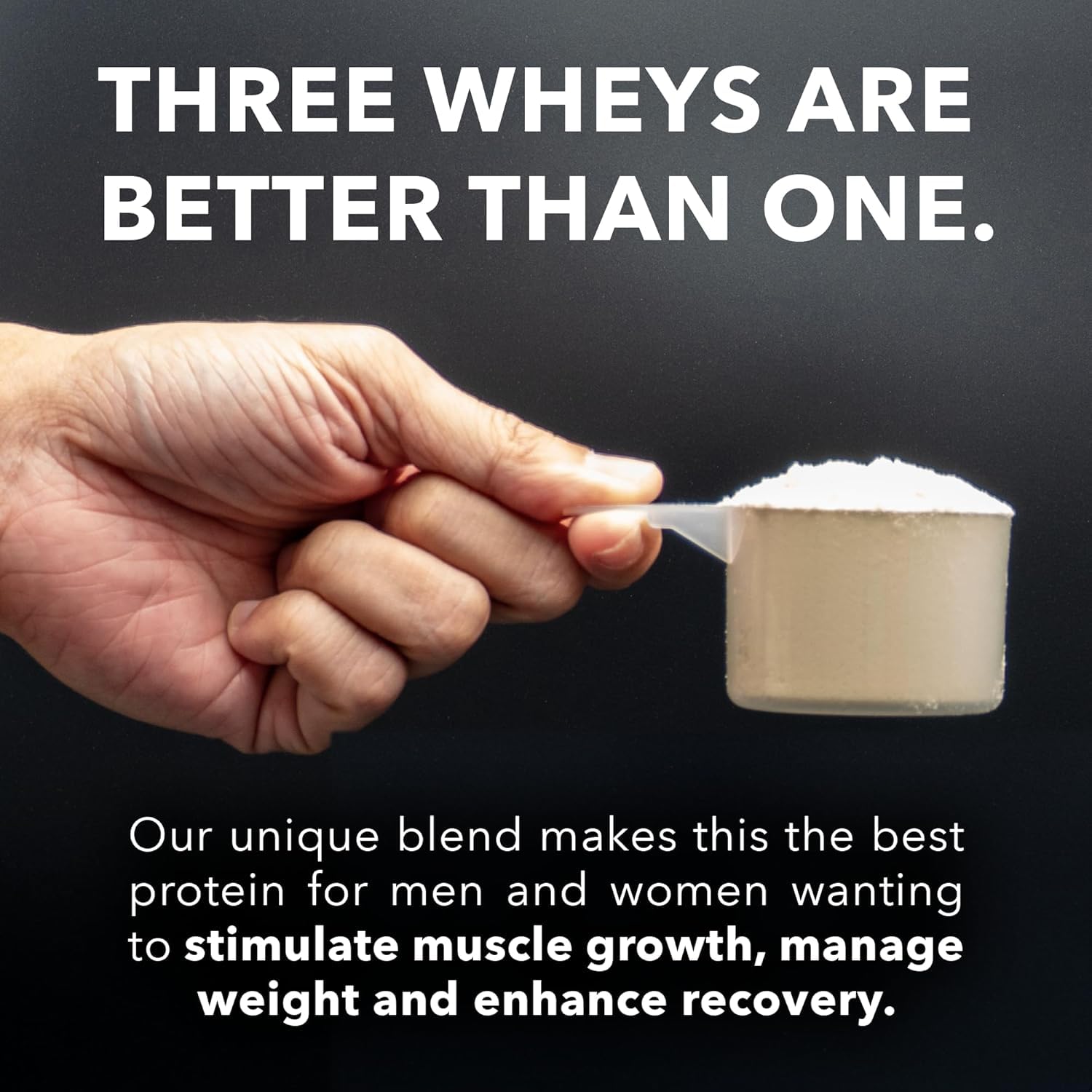 Close-up of the Fantastic Nutrition 3-in-1 unflavored whey label