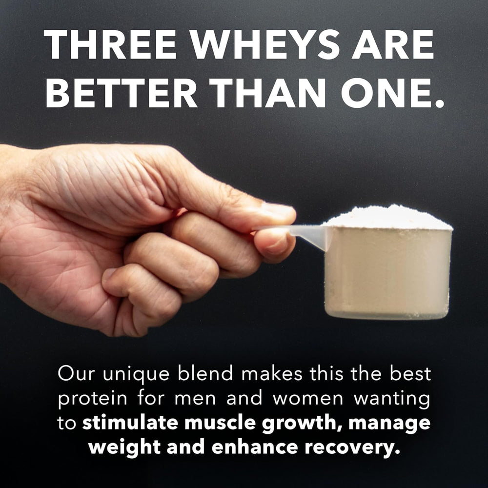 Close-up of the Fantastic Nutrition 3-in-1 unflavored whey label