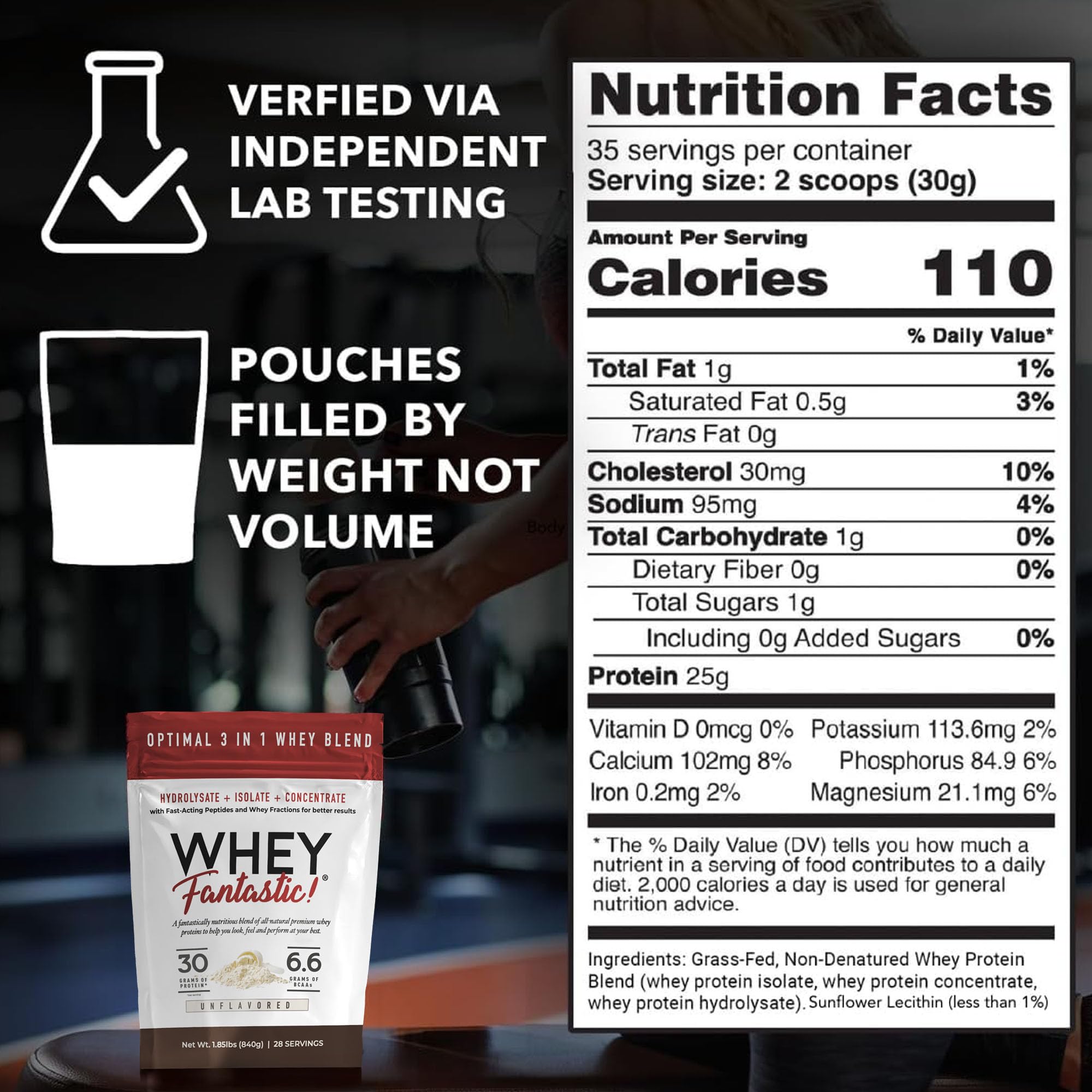 Fantastic Nutrition 3-in-1 Whey scoop for easy post-workout portions
