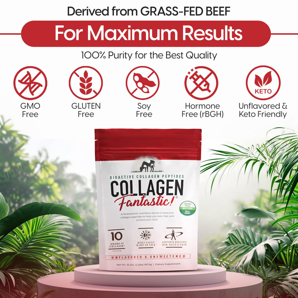 Fantastic Nutrition collagen peptides mixed into a smoothie demonstrates versatile use with a clean flavorless profile.
