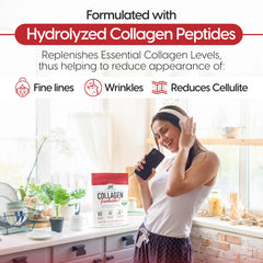 Fantastic Nutrition collagen peptides powder with scoop shows easy measurement for consistent daily protein intake.