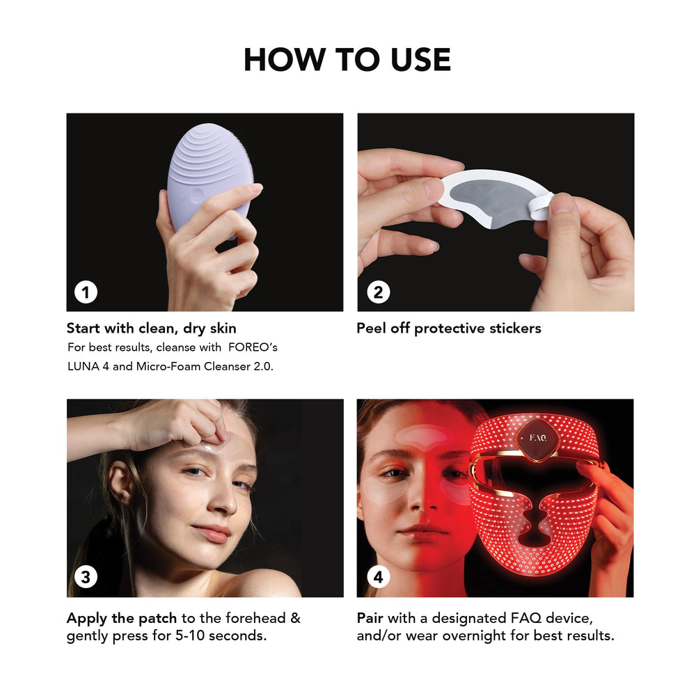 FAQ Dissolving Hyaluronic Acid Forehead Patches demonstrates skin-friendly application.
