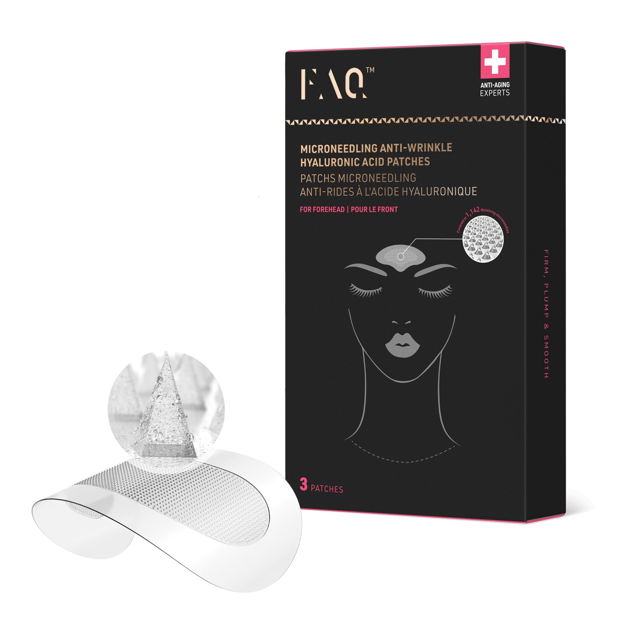 FAQ Forehead Patches applied on skin in close-up for smooth, calm appearance.