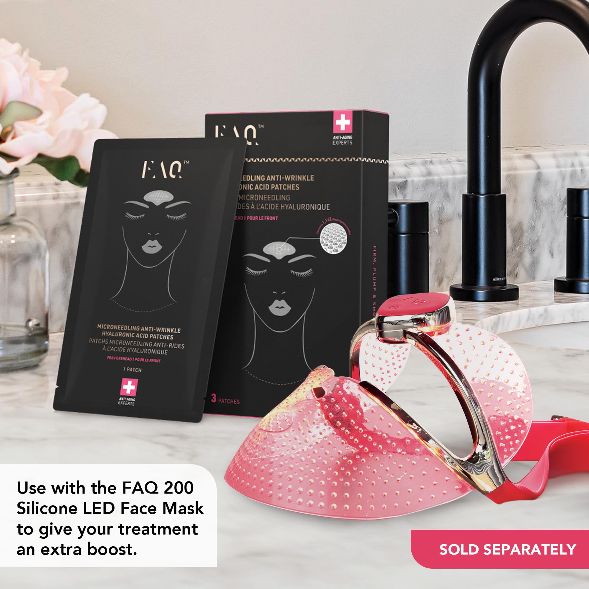 FAQ Travel-friendly Forehead Patches 3pcs shown in compact kit.