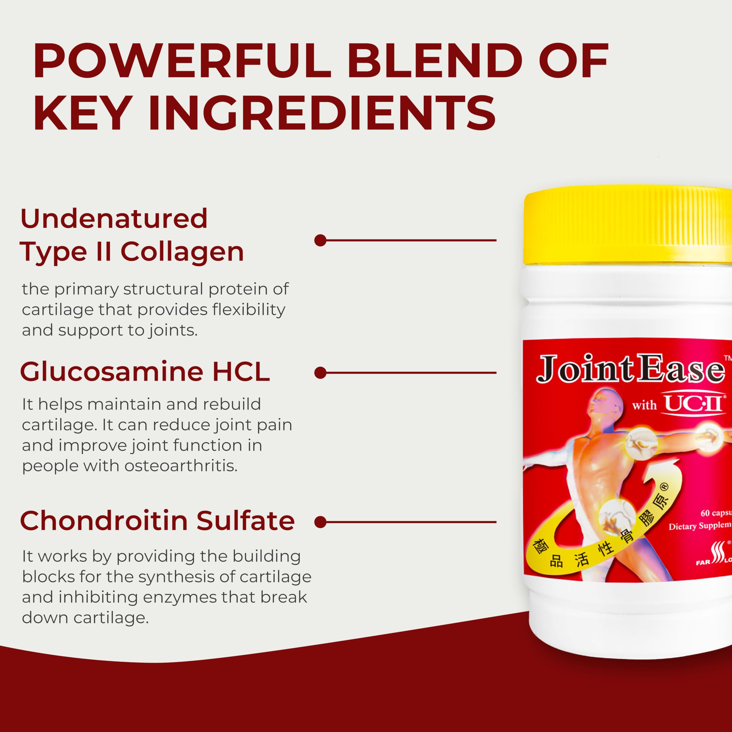 FAR LONG JointEase bottle with ingredient details supporting joints.
