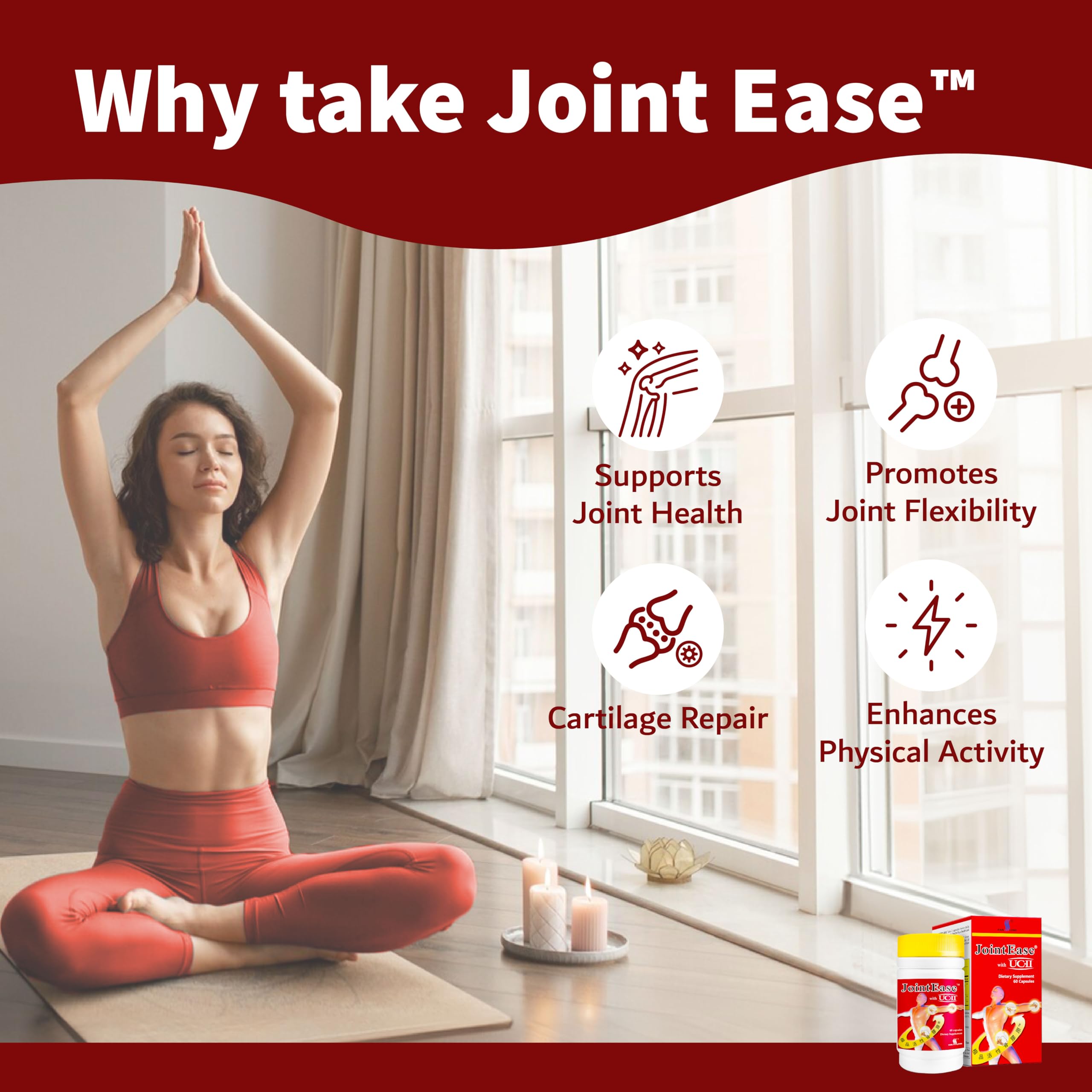 FAR LONG JointEase label highlights patented UC-II for joint flexibility.