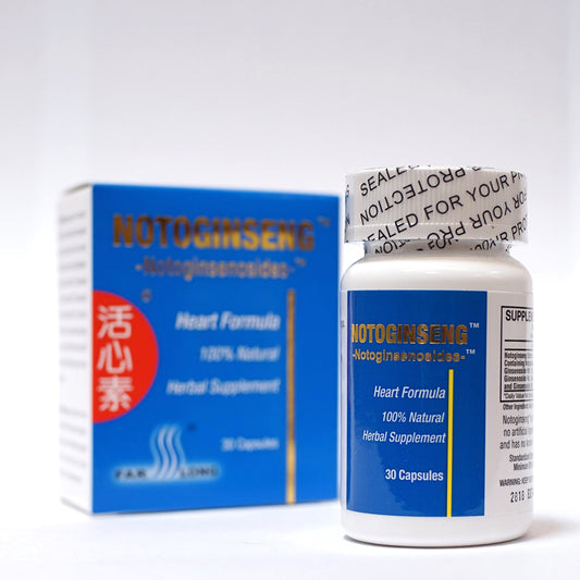 FAR LONG Notoginseng bottle back label reveals ingredients and usage guidance.