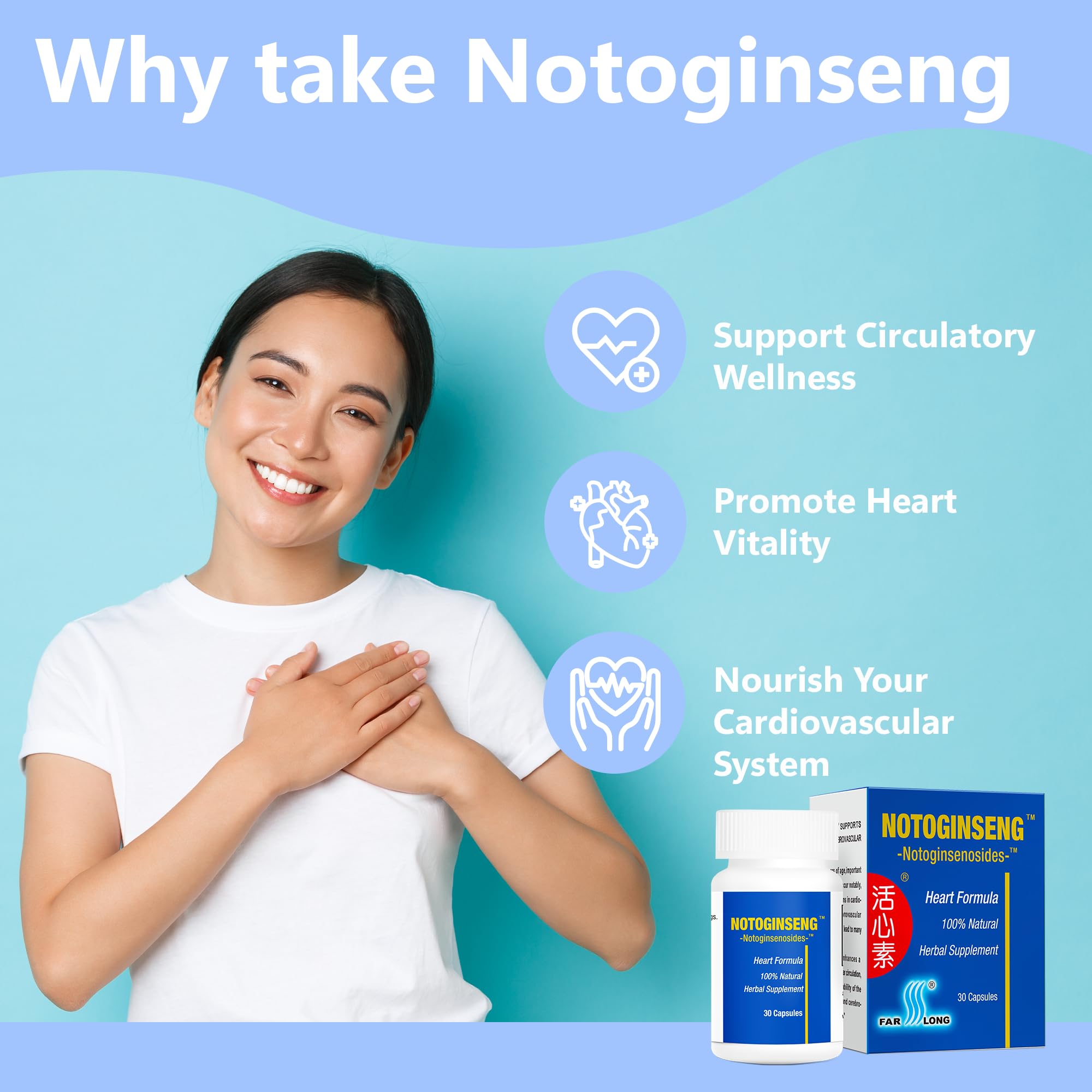 FAR LONG Notoginseng bottle pour captures convenient daily dosage.