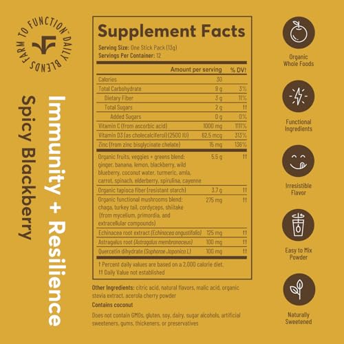Farmana Immune Drink highlights chaga mushroom blend for flavorful wellness.