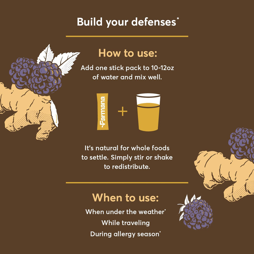 Farmana Immune Drink shows turkey tail mushroom for antioxidant support.