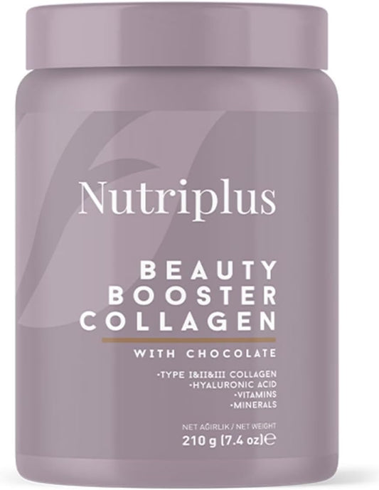 FARMASi Nutriplus Beauty Booster bottle pour for daily collagen routine to support skin and hair.