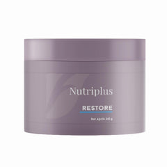 Farmasi Nutriplus Restore calcium bottle pour shows bone-supporting minerals for daily wellness.