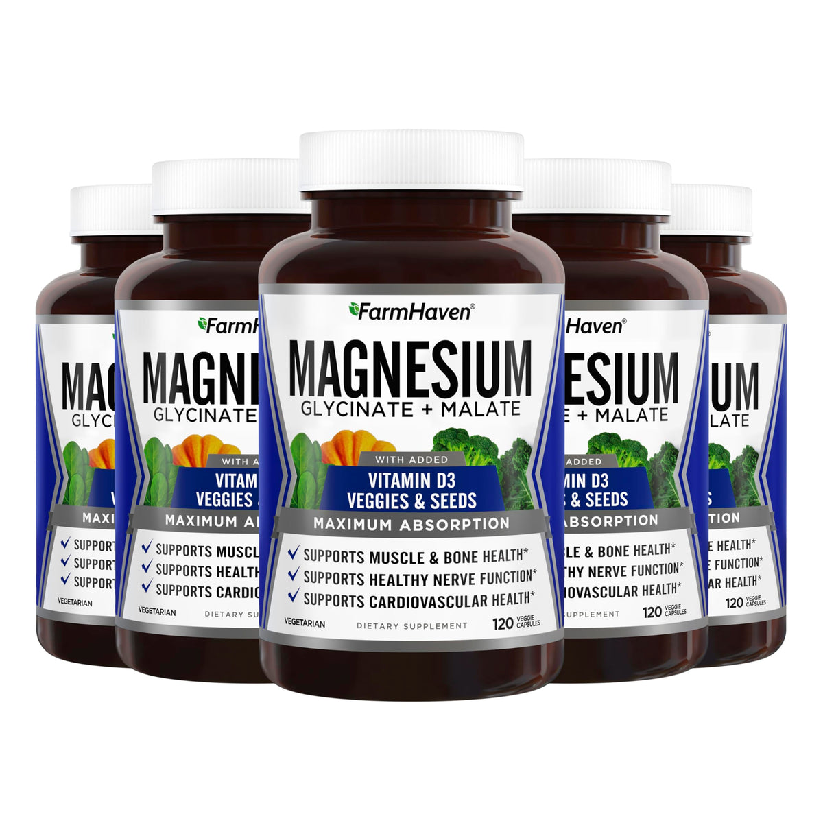 FarmHaven magnesium glycinate malate with D3 bottle boosts absorption and balance