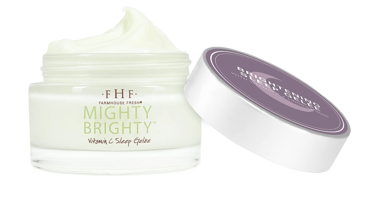 FarmHouse Fresh Mighty Brighty Gelee bottle close-up for radiant finish.