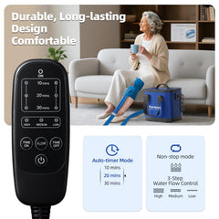 Farnuvo remote control demonstrates programmable timer and speed settings for personalized sessions.