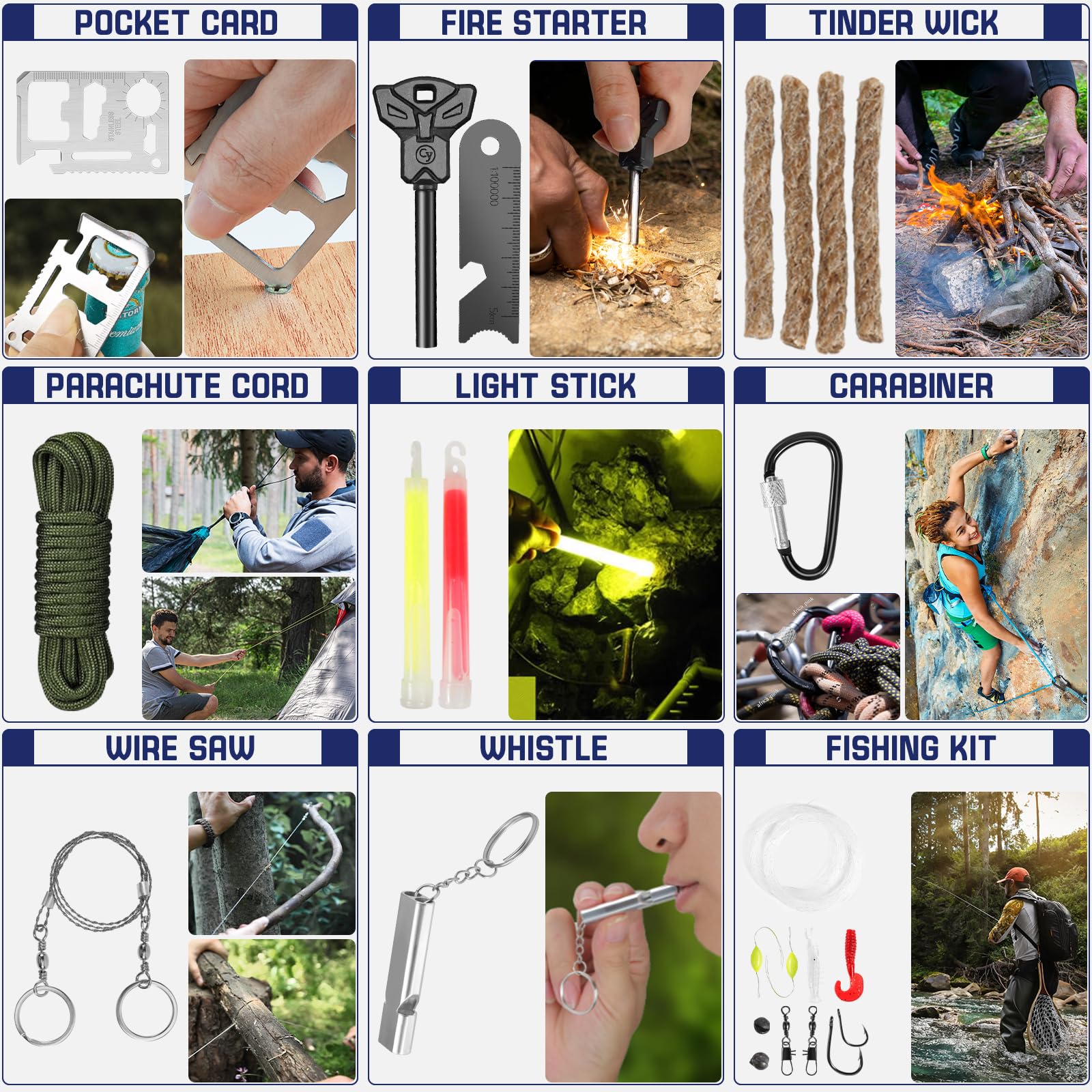 FARTSY Survival Kit compass and flashlight for night navigation.