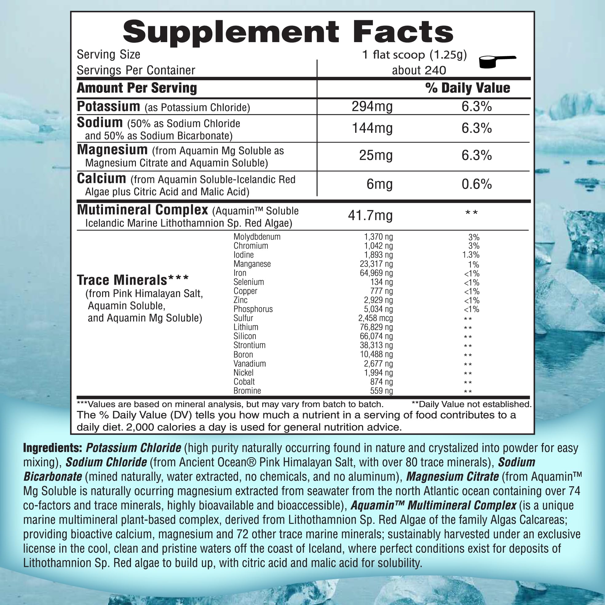 Close-up of FAST LYTE label featuring zero calories and vegan ingredients.